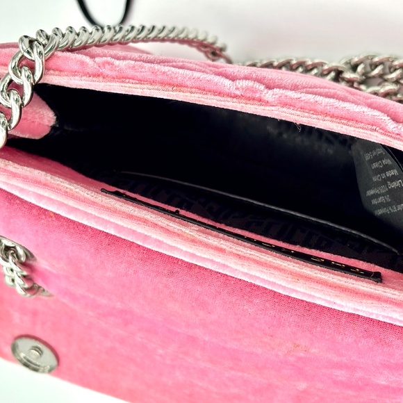 KURT GEIGER Mini Kensington Pink Quilted Velvet Crossbody With Gemstones - RARE - Picture 9 of 13